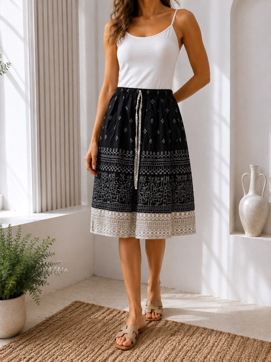 Ladies Bali Print Drawstring Short Skirt – Free Size