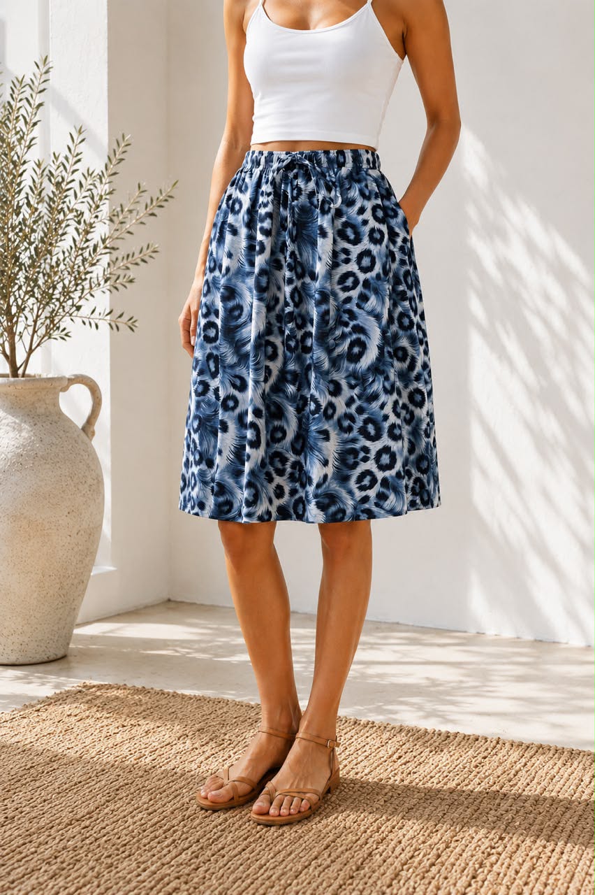 Ladies Bali Print Drawstring Short Skirt – Free Size