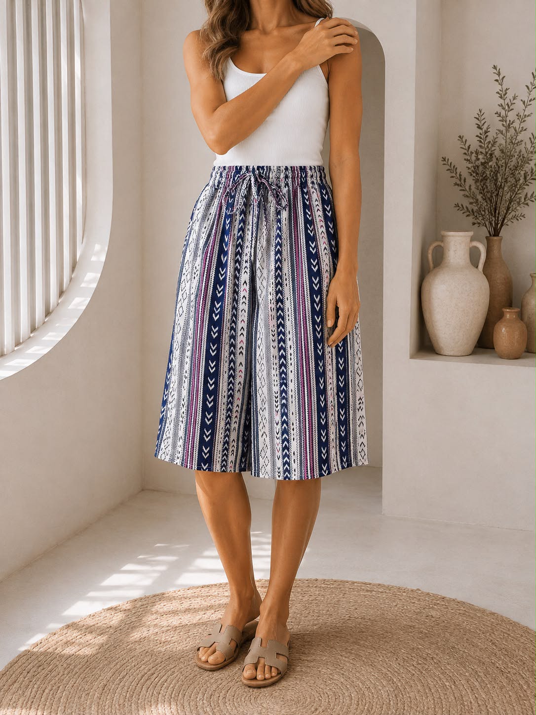 Ladies Bali Print Drawstring Short Skirt – Free Size