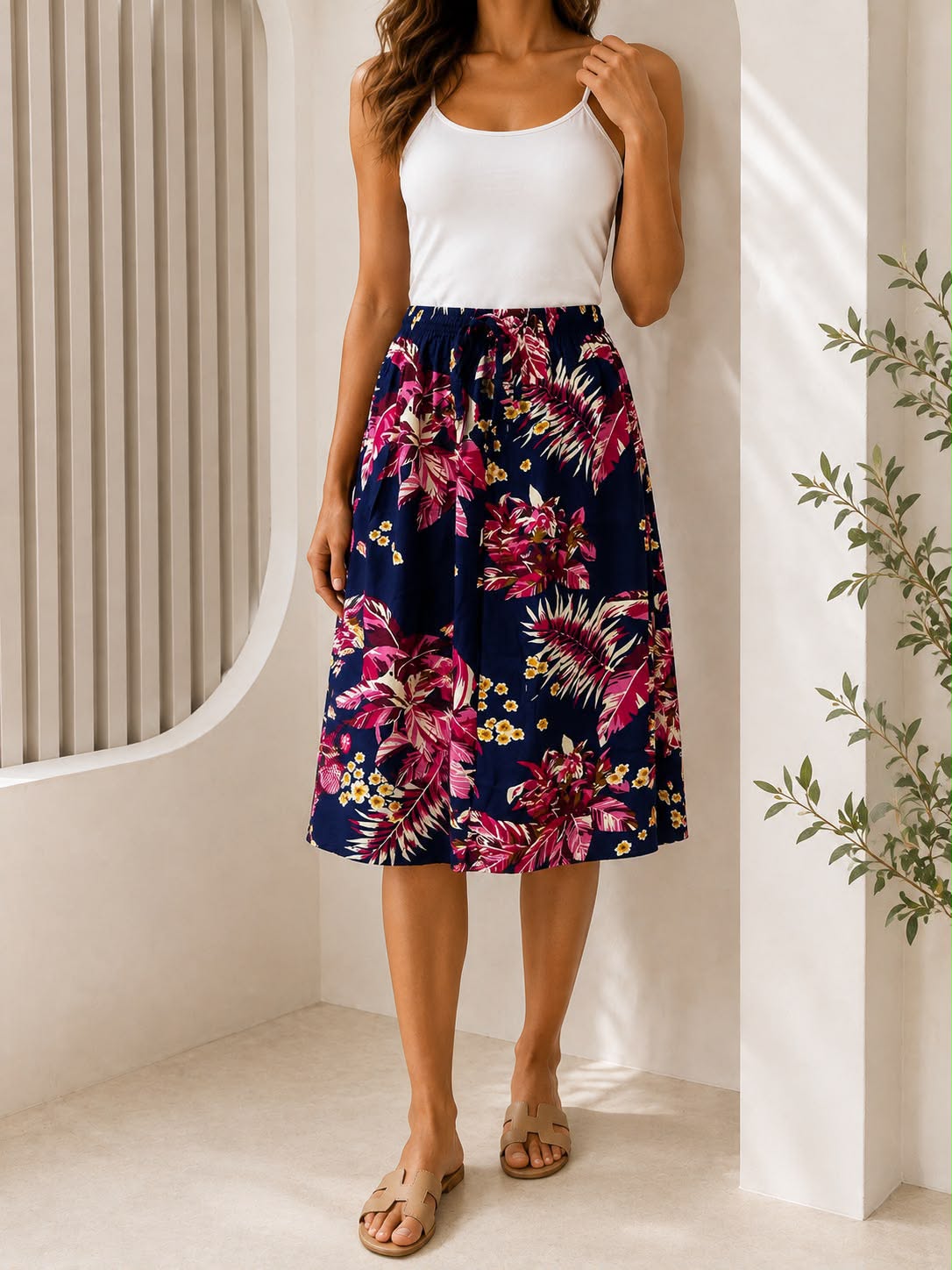 Ladies Bali Print Drawstring Short Skirt – Free Size