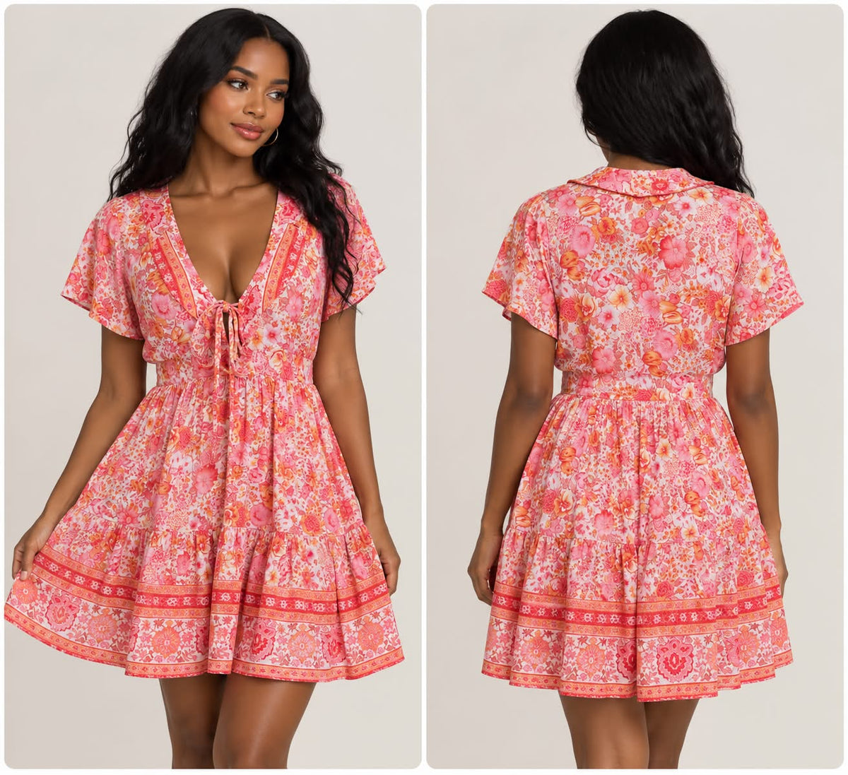 Boho Bloom Mini Dress