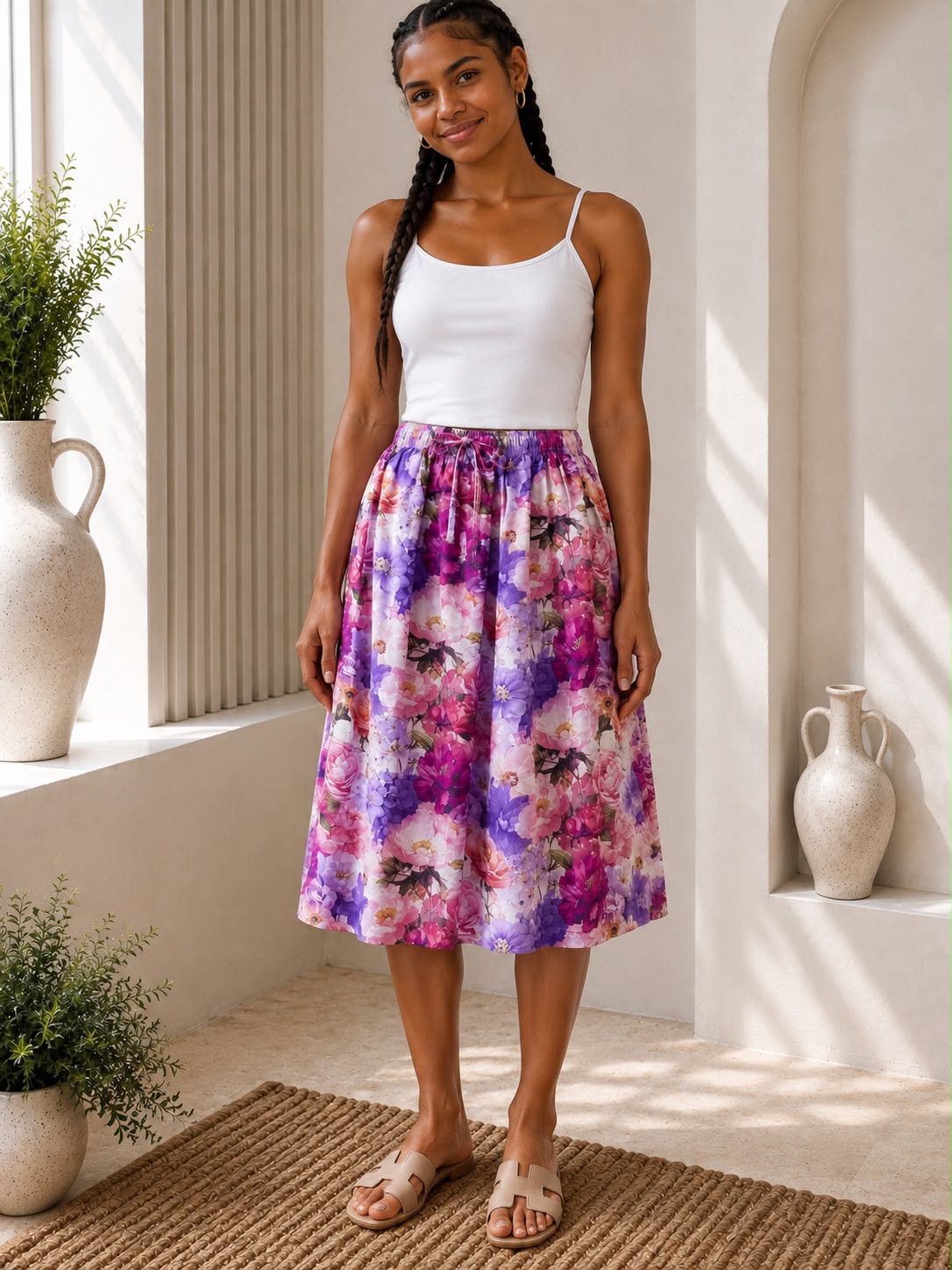 Ladies Bali Print Drawstring Short Skirt – Free Size