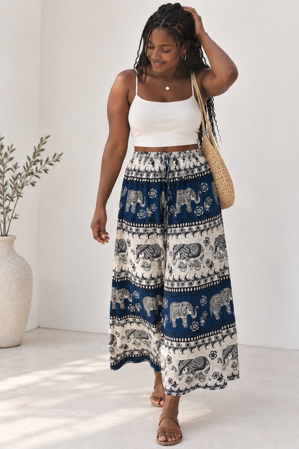 Ladies Bali Print Drawstring Long Skirt – Free Size