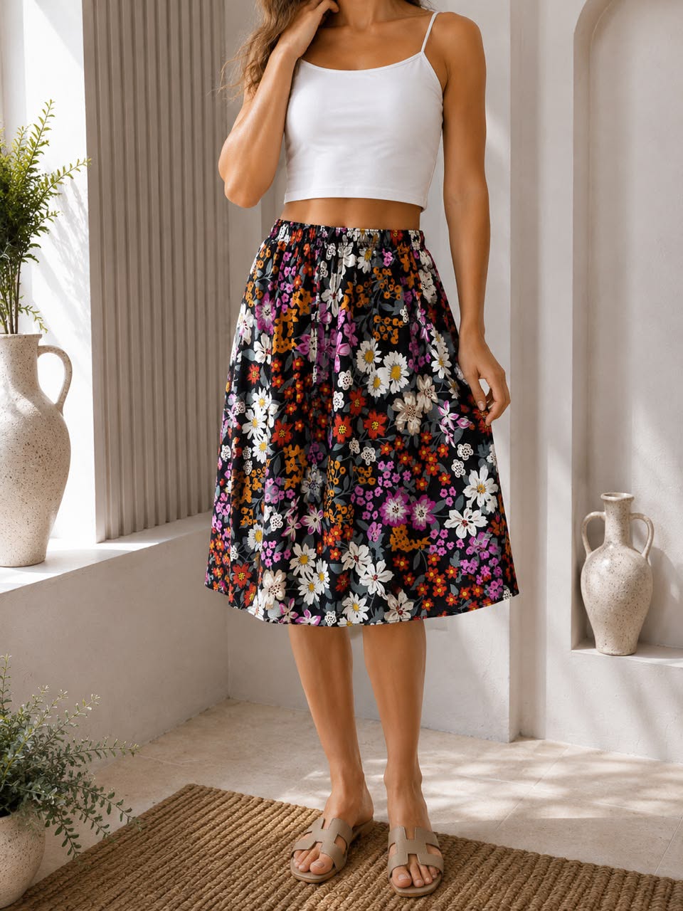 Ladies Bali Print Drawstring Short Skirt – Free Size