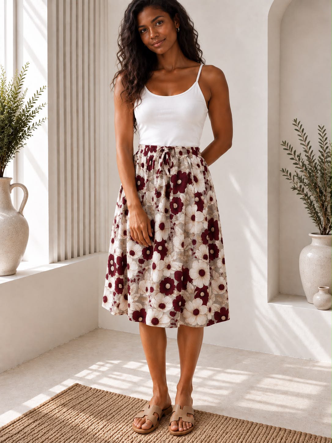 Ladies Bali Print Drawstring Short Skirt – Free Size