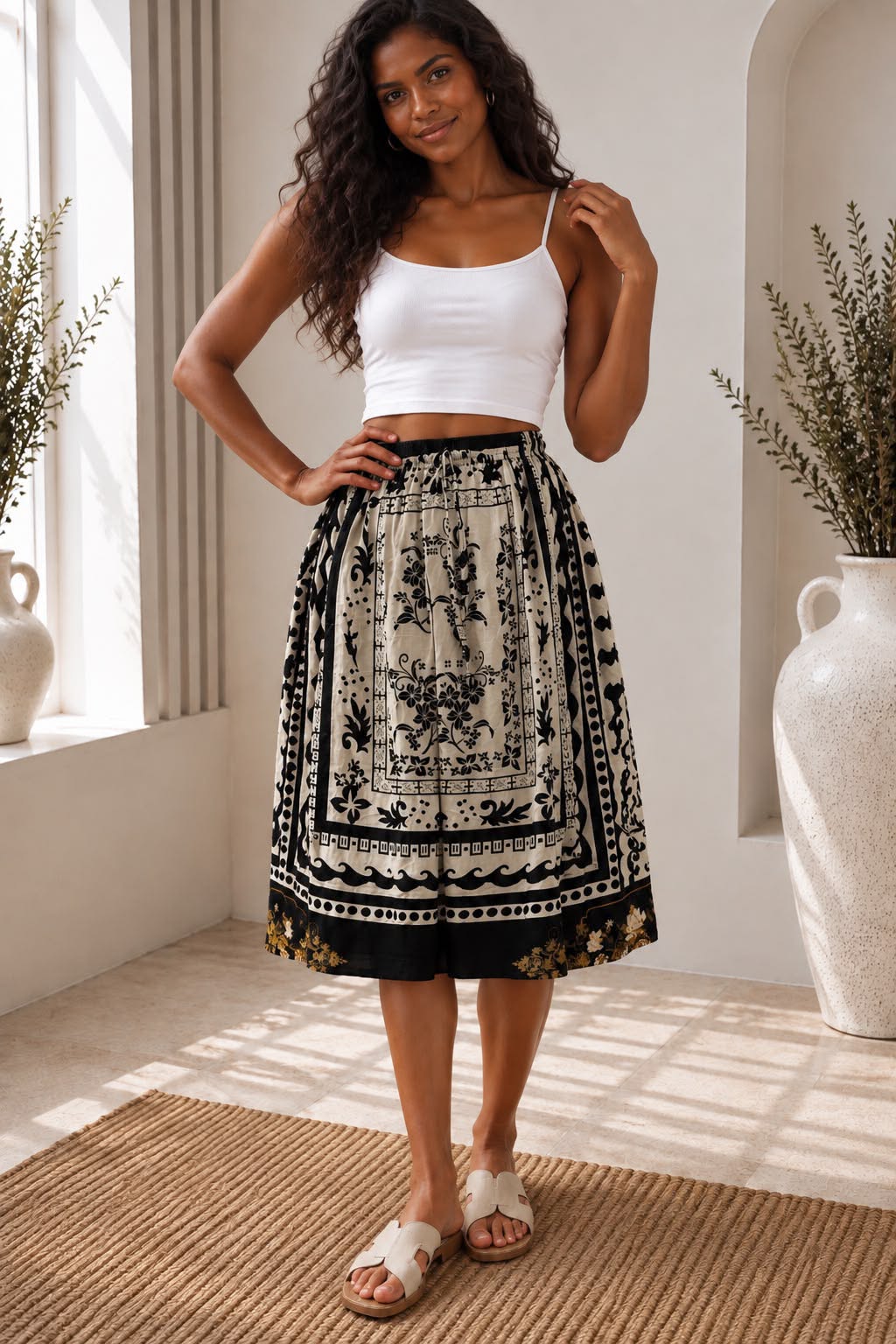Ladies Bali Print Drawstring Short Skirt – Free Size