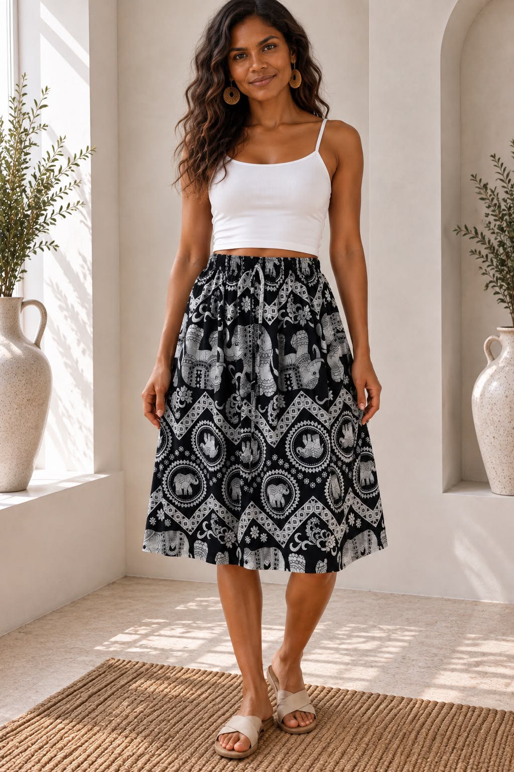 Ladies Bali Print Drawstring Short Skirt – Free Size
