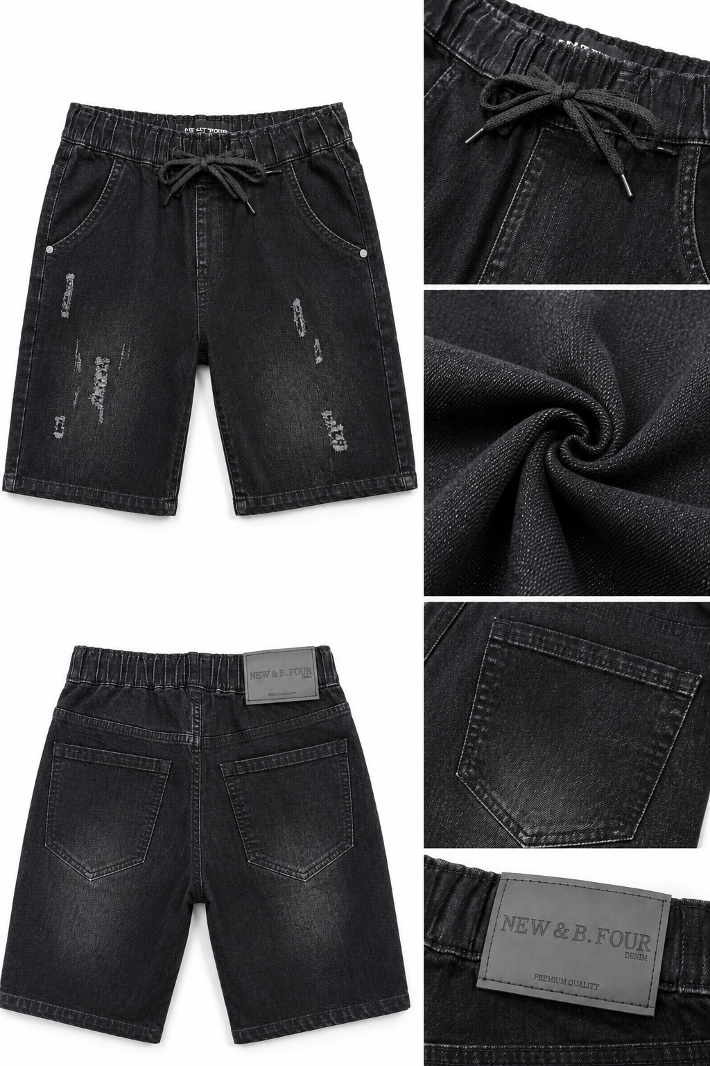Men's Washed Denim Drawstring Shorts | Casual Comfort Fit