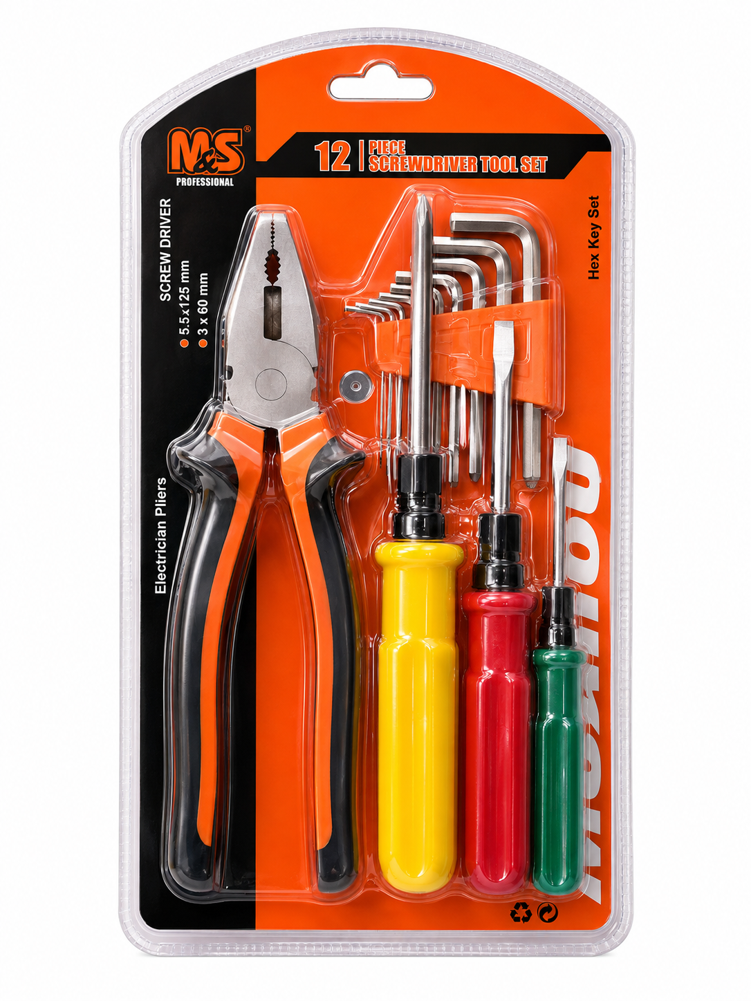 M&S Professional 12-Piece Screwdriver & Pliers Tool Set