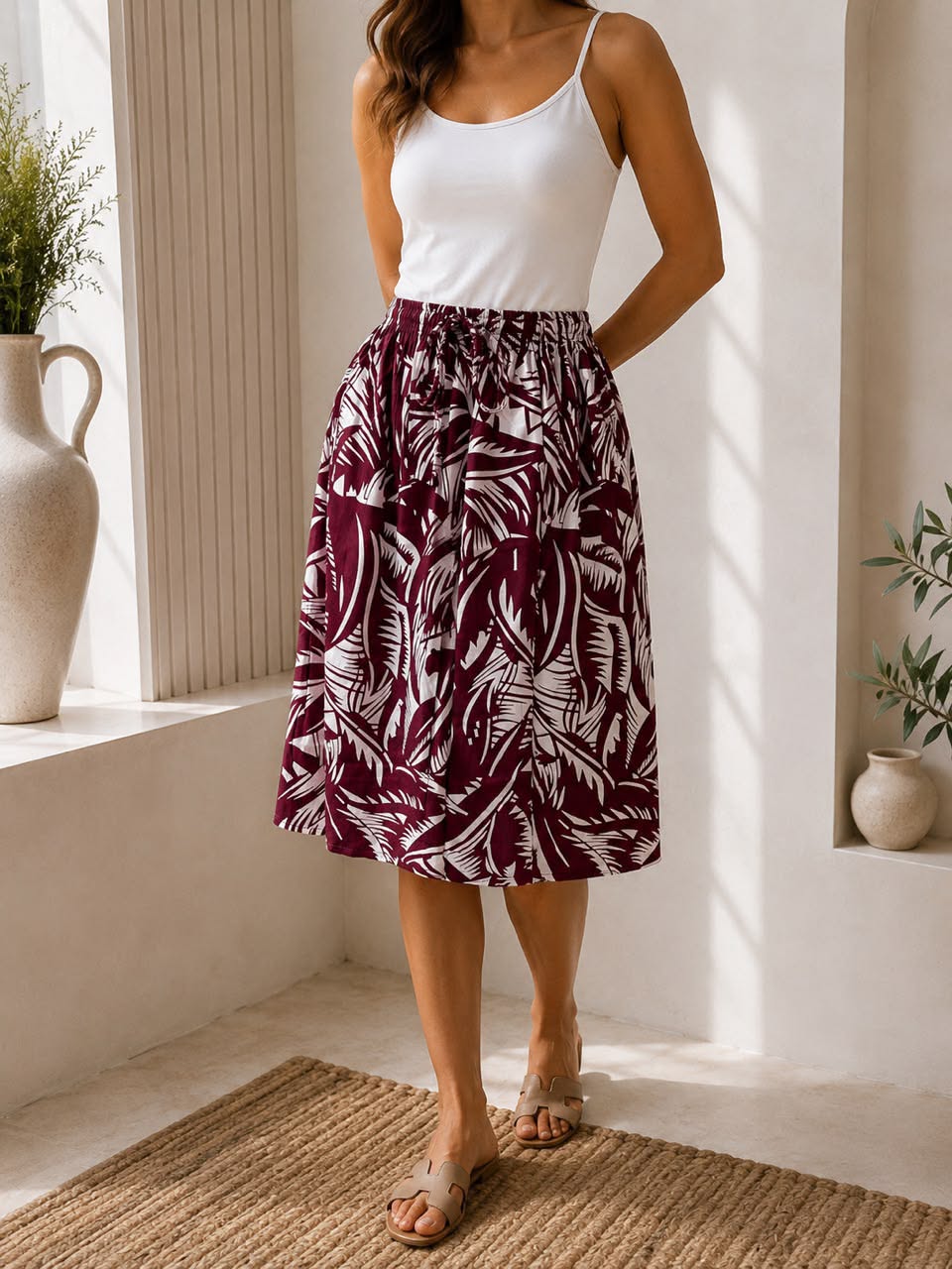 Ladies Bali Print Drawstring Short Skirt – Free Size