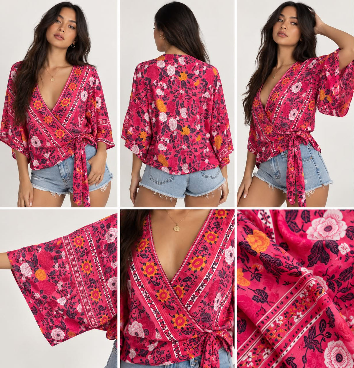 Bali-Inspired Floral Wrap Top