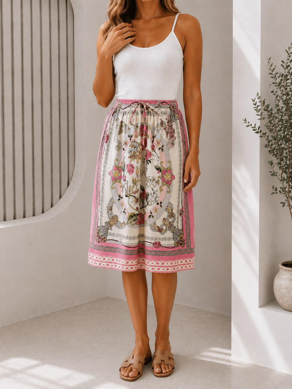 Ladies Bali Print Drawstring Short Skirt – Free Size