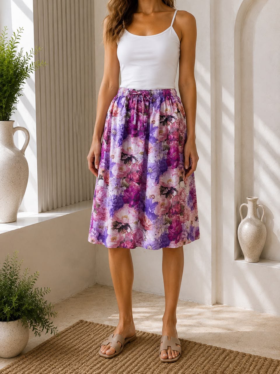 Ladies Bali Print Drawstring Short Skirt – Free Size