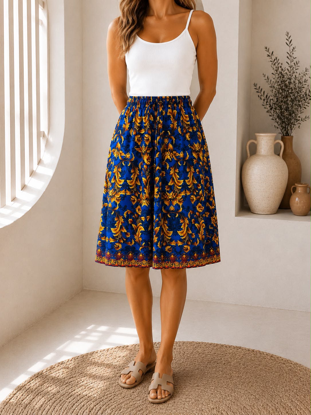 Ladies Bali Print Drawstring Short Skirt – Free Size