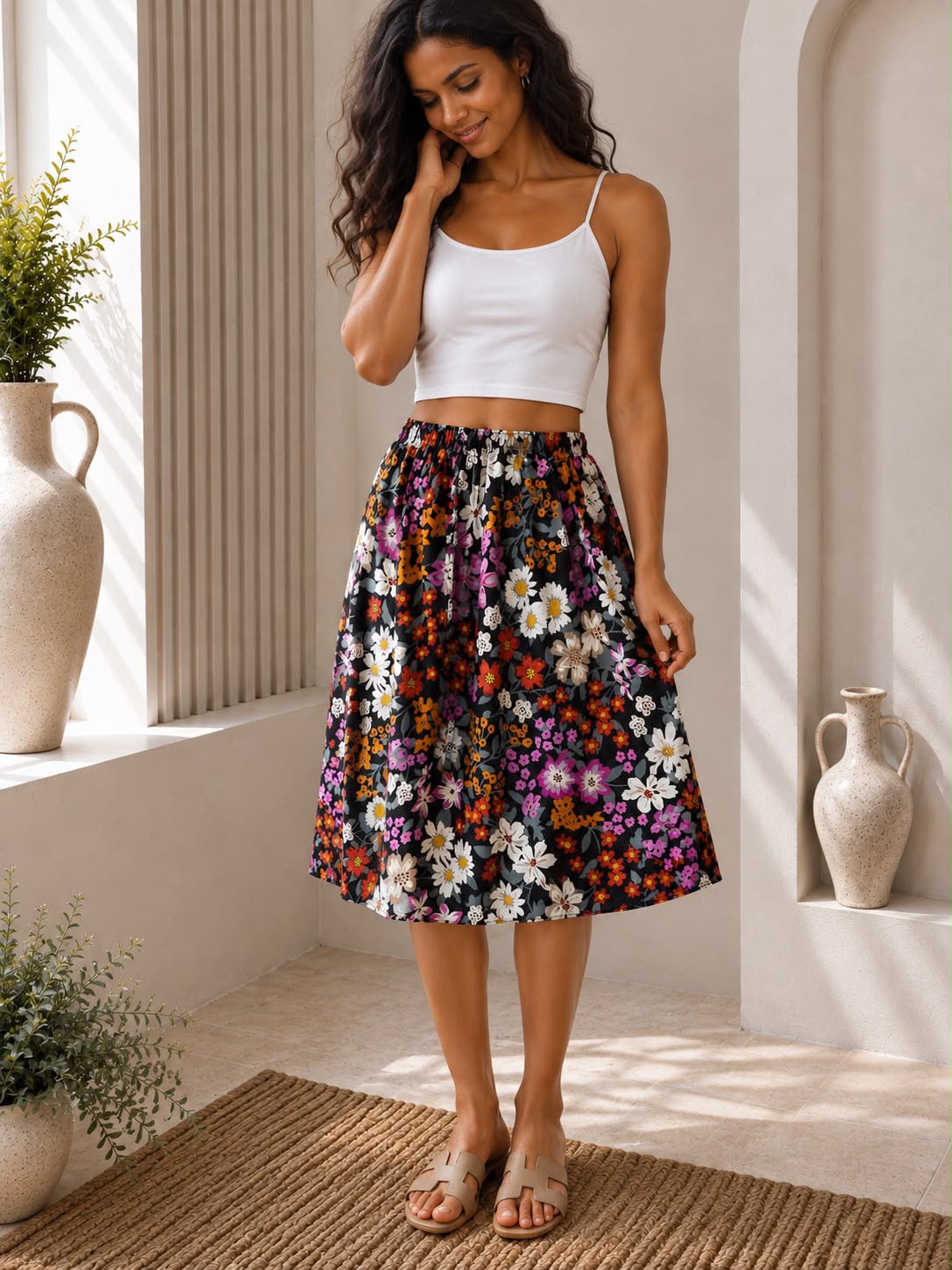 Ladies Bali Print Drawstring Short Skirt – Free Size
