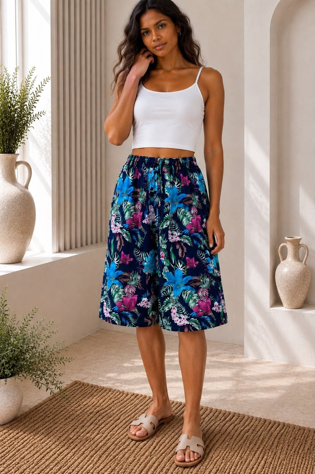 Ladies Bali Print Drawstring Short Skirt – Free Size