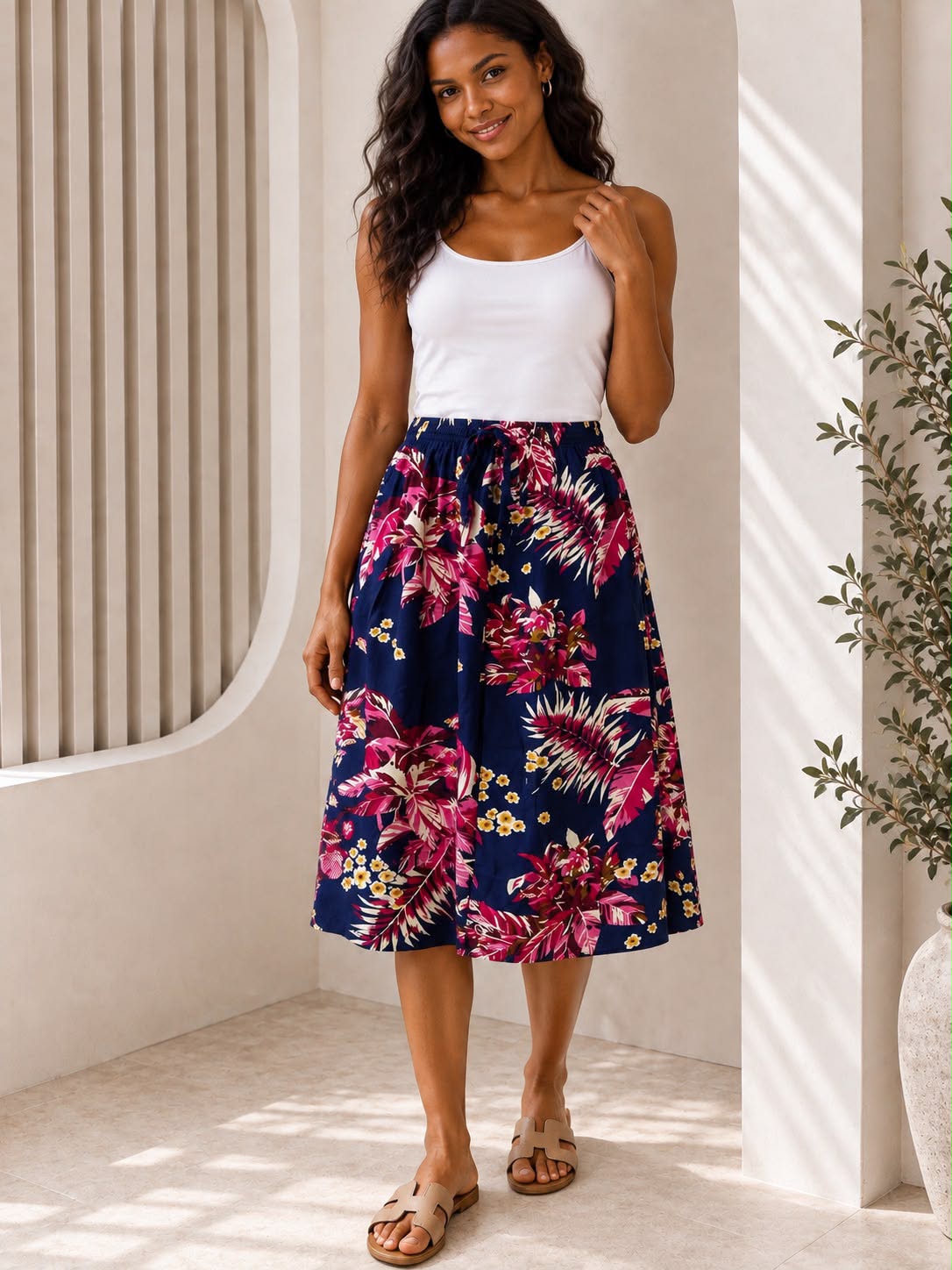 Ladies Bali Print Drawstring Short Skirt – Free Size
