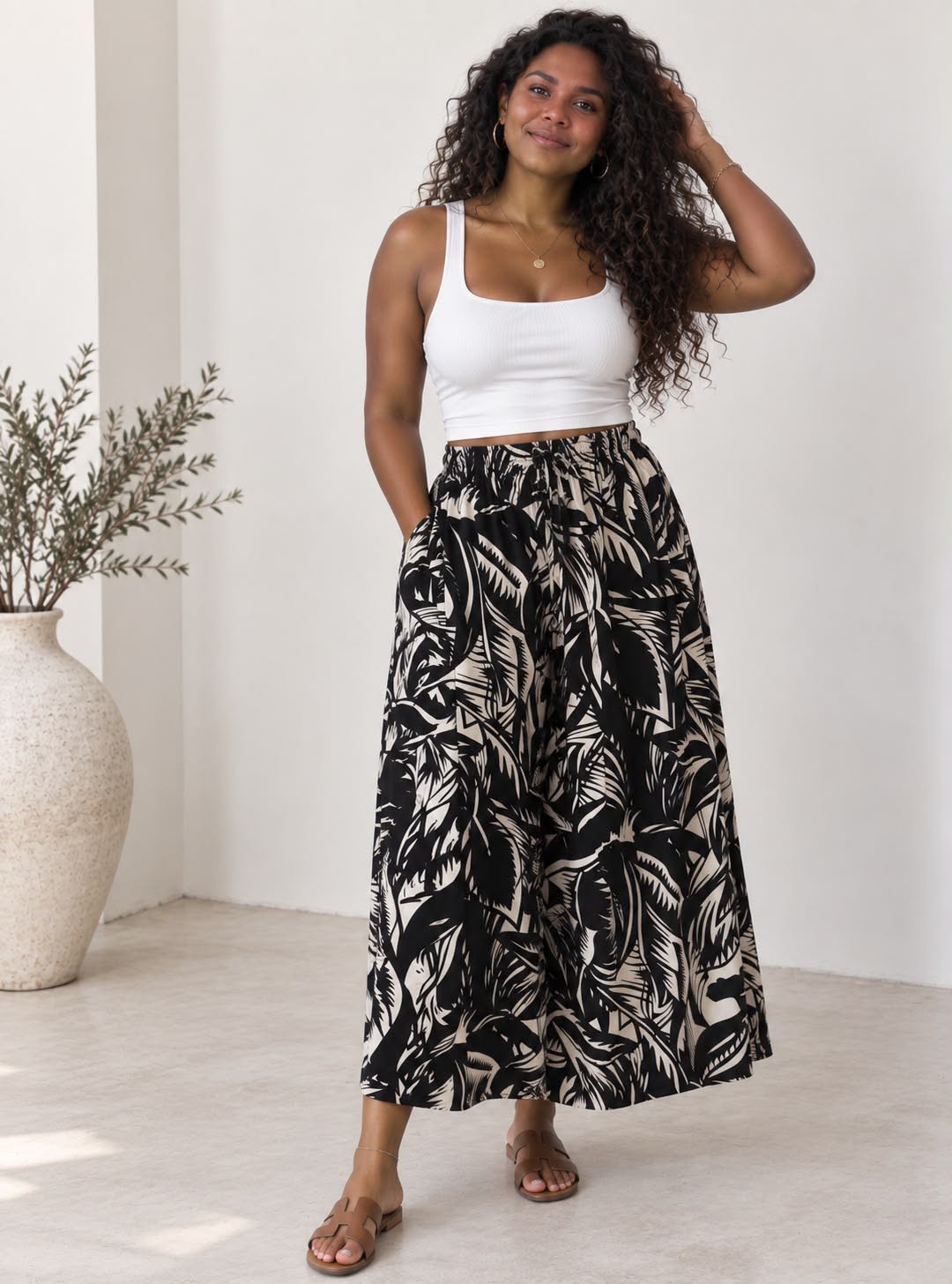 Ladies Bali Print Drawstring Long Skirt – Free Size