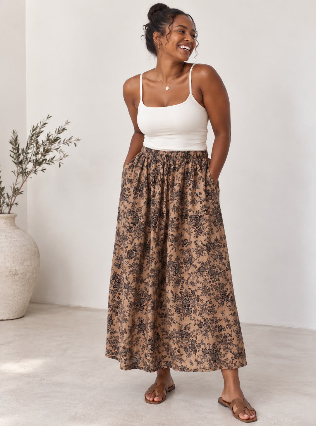 Ladies Bali Print Drawstring Long Skirt – Free Size