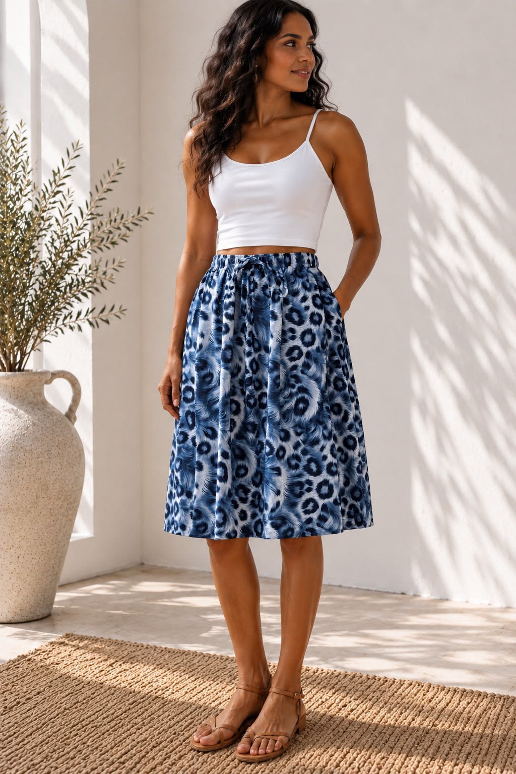 Ladies Bali Print Drawstring Short Skirt – Free Size