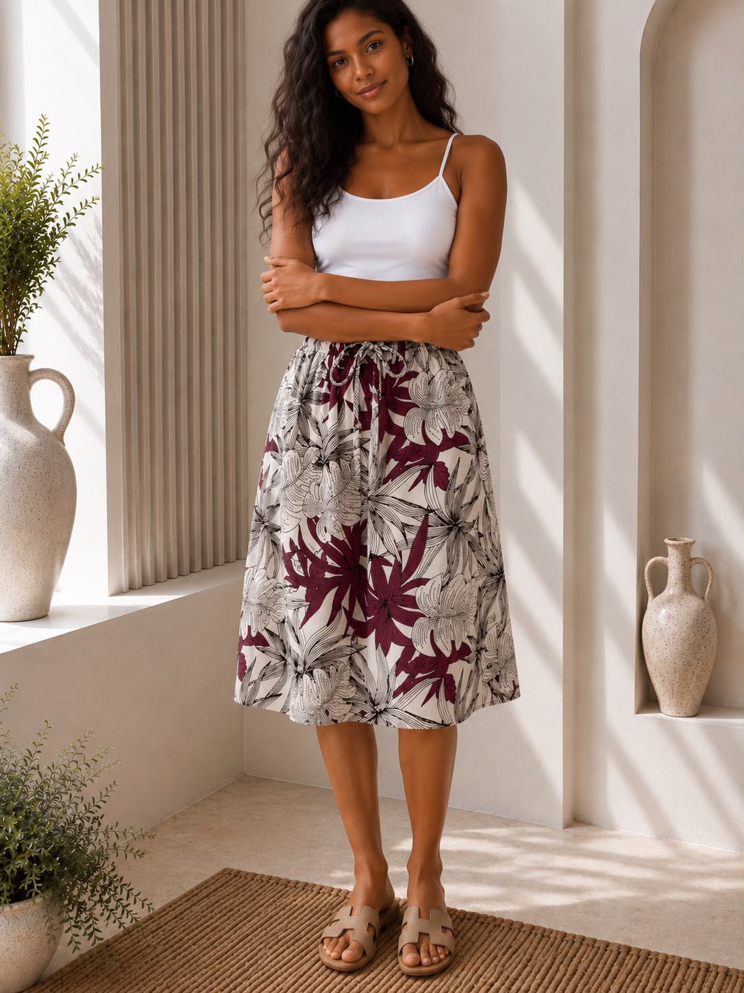 Ladies Bali Print Drawstring Short Skirt – Free Size