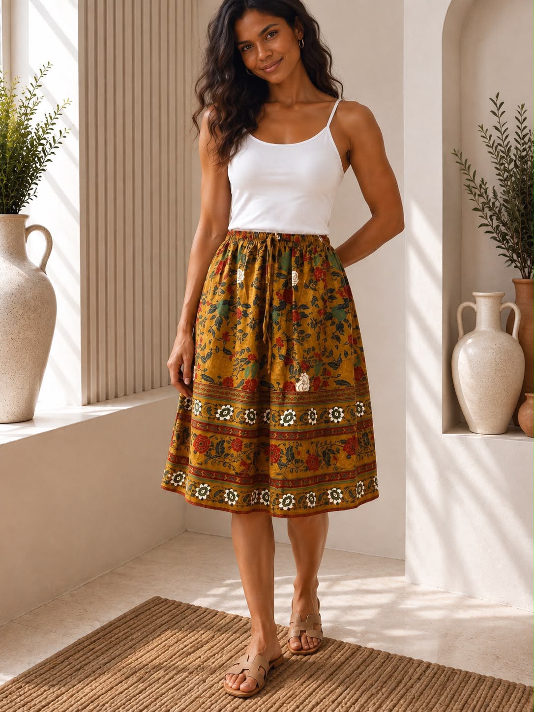 Ladies Bali Print Drawstring Short Skirt – Free Size