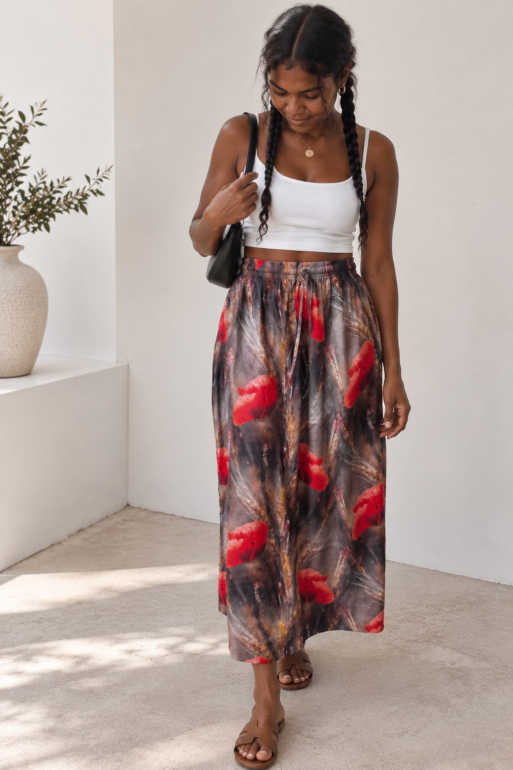 Ladies Bali Print Drawstring Long Skirt – Free Size