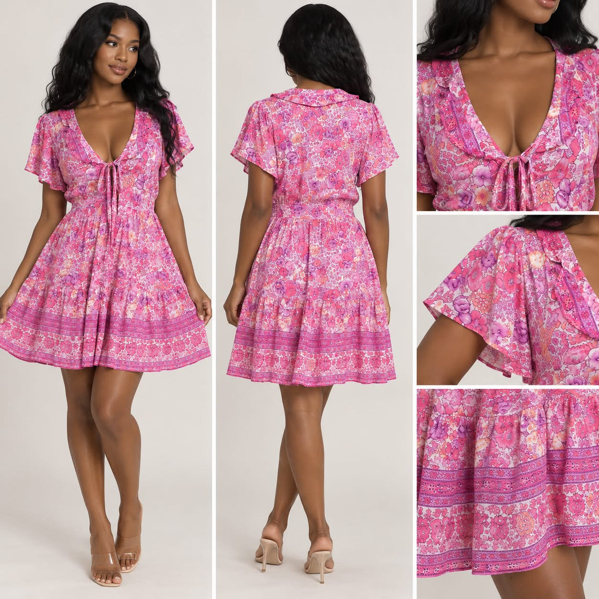 Boho Bloom Mini Dress