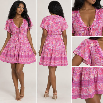 Boho Bloom Mini Dress