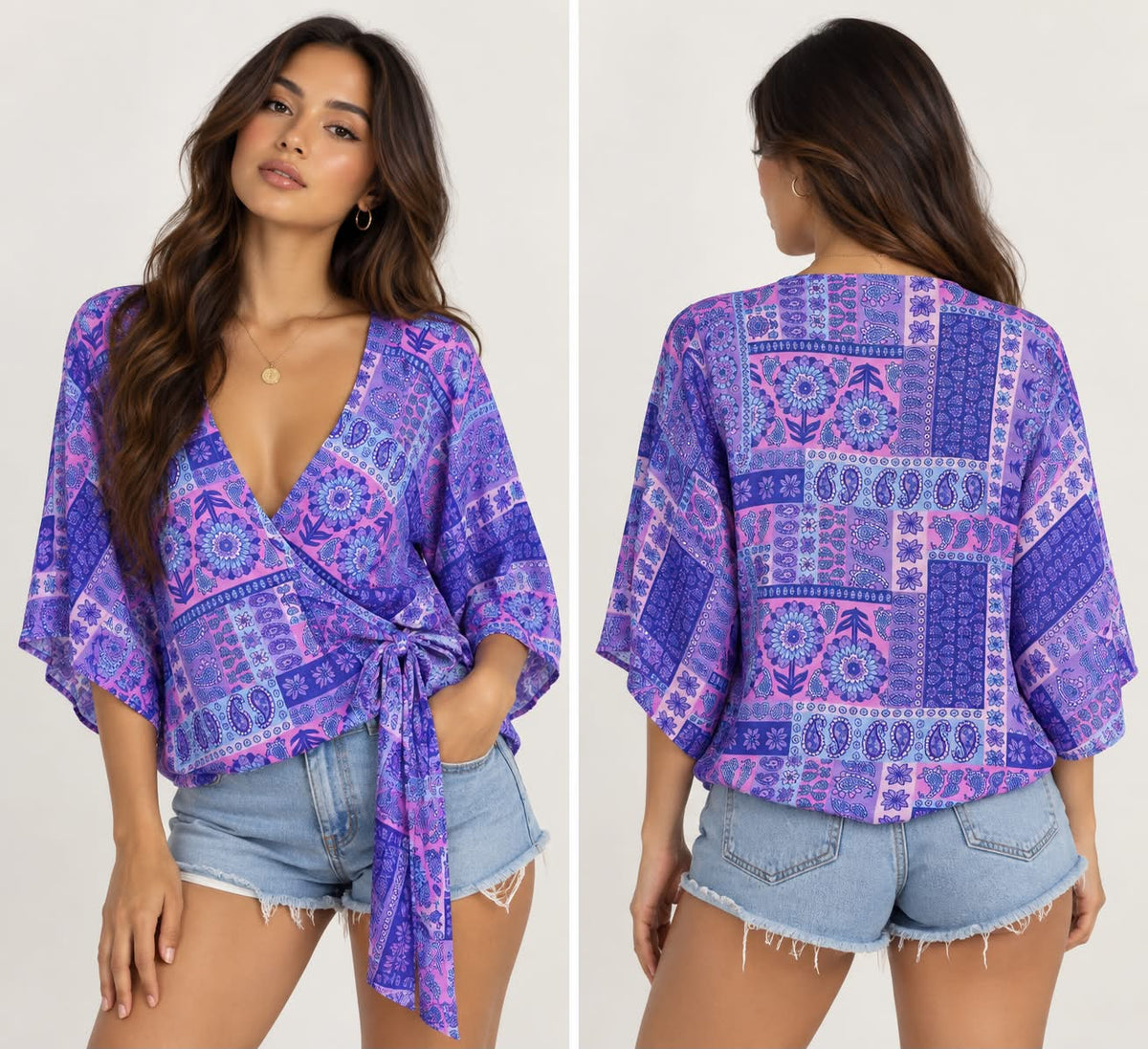 Bali-Inspired Floral Wrap Top