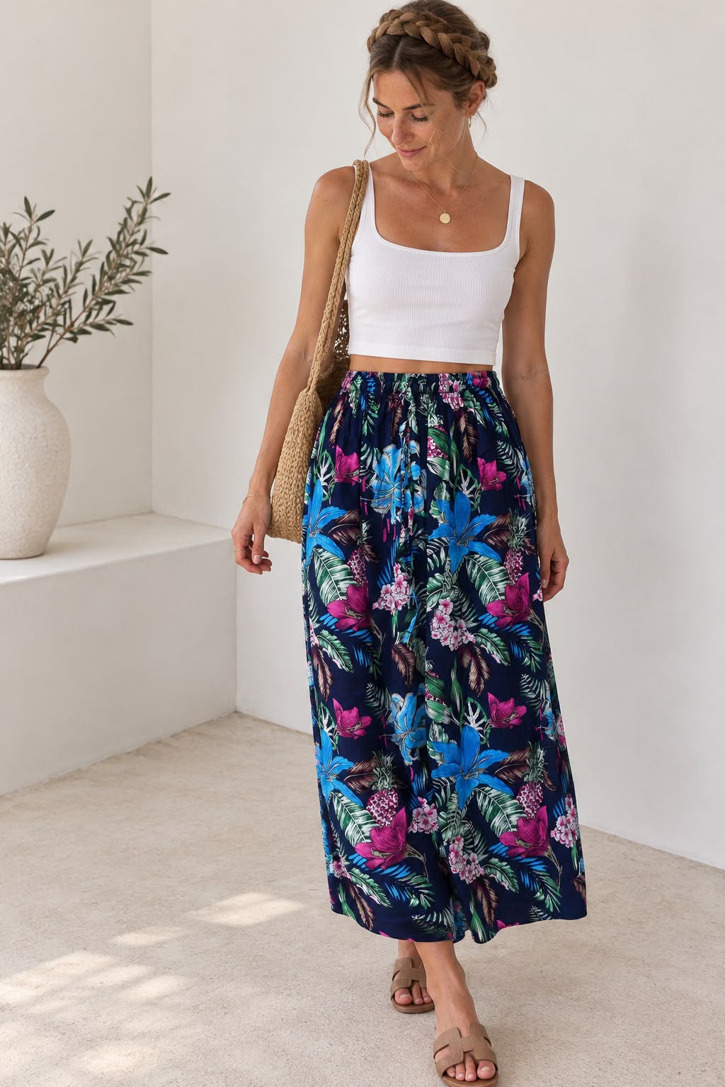 Ladies Bali Print Drawstring Long Skirt – Free Size