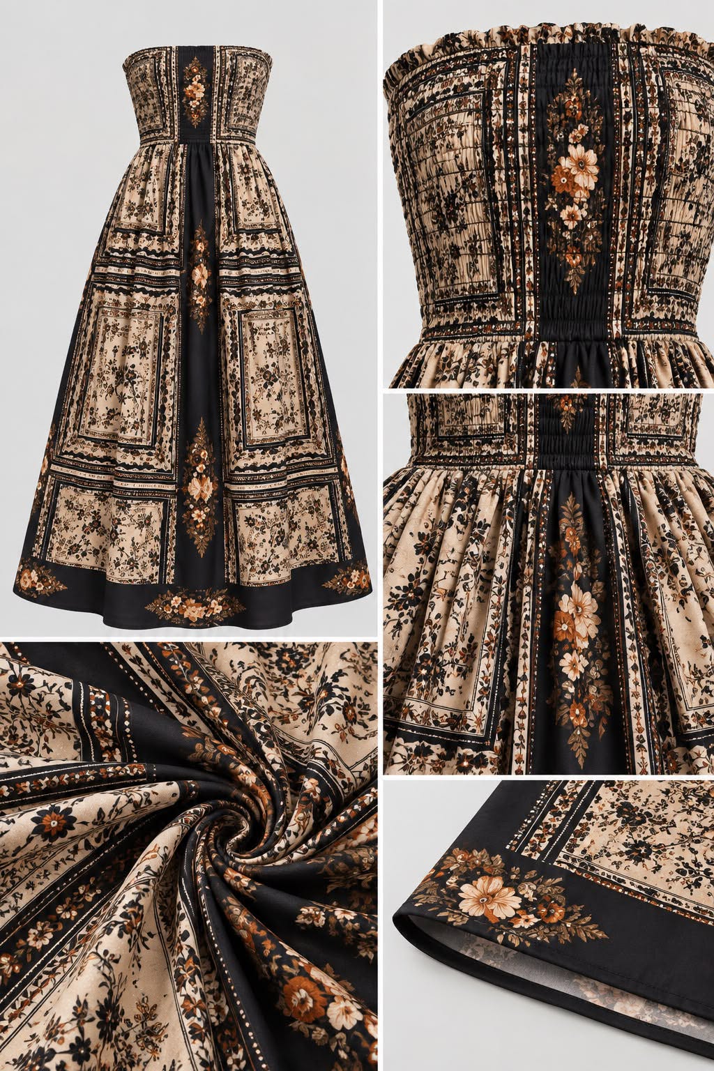 Midnight Elegance Border Maxi Dress