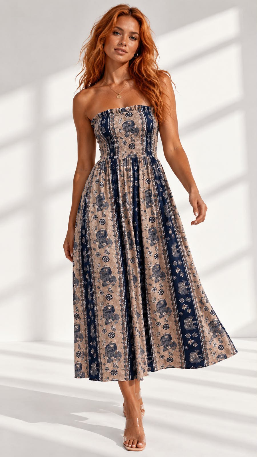 Sahara Elephant Stripe Maxi Dress