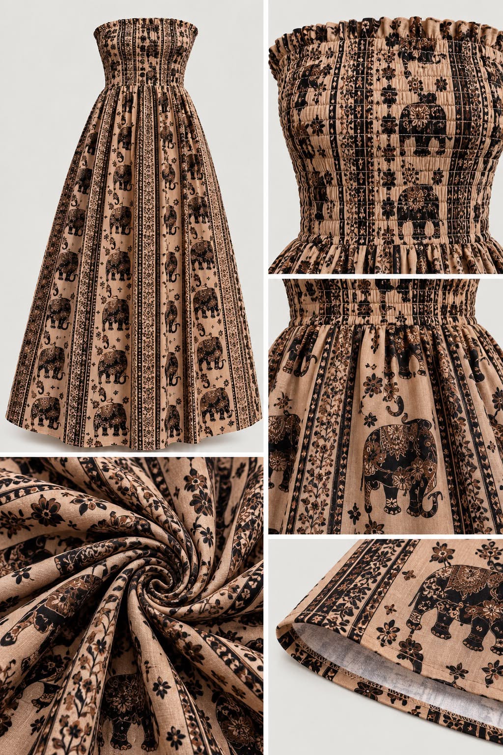Desert Safari Elephant Maxi Dress