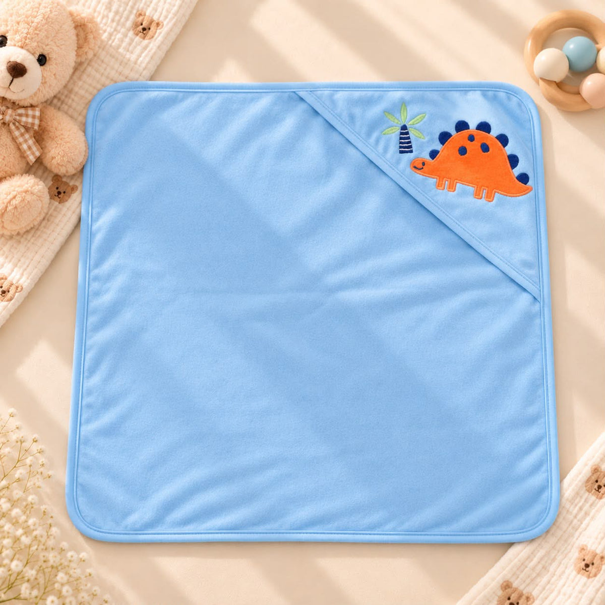 Bebe Favour Baby Hooded Blanket – Blue Dinosaur
