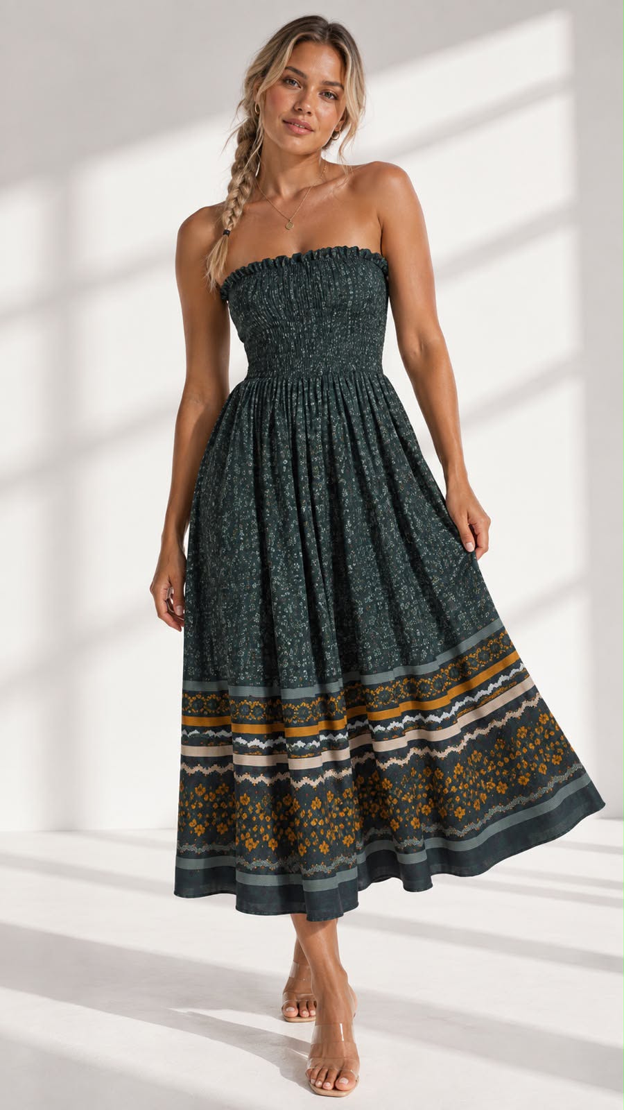 Forest Meadow Smocked Maxi Dress