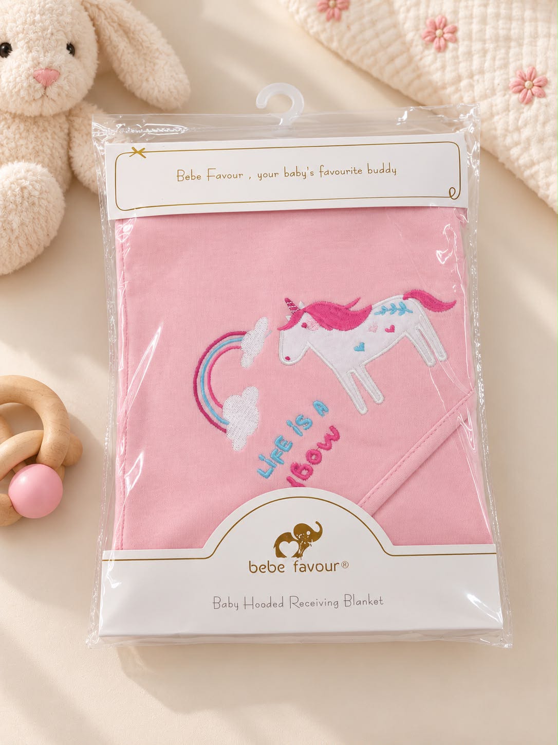 Bebe Favour Baby Hooded Blanket – Pink Unicorn