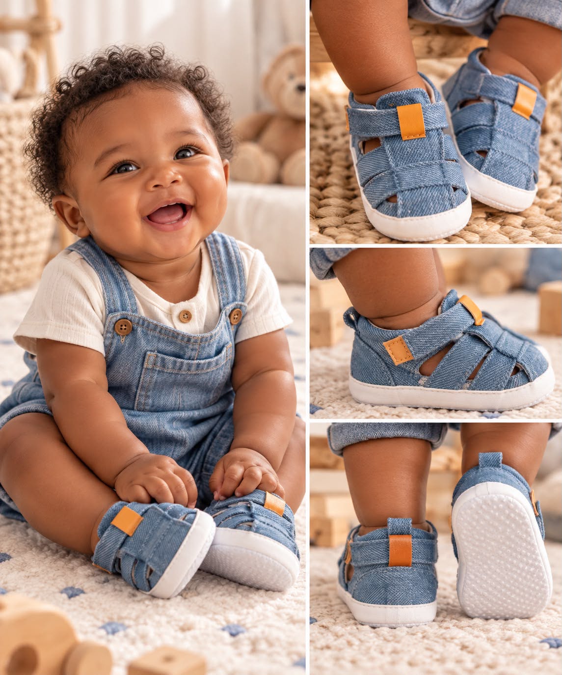 Baby Closed-Toe Sandals – Denim Blue