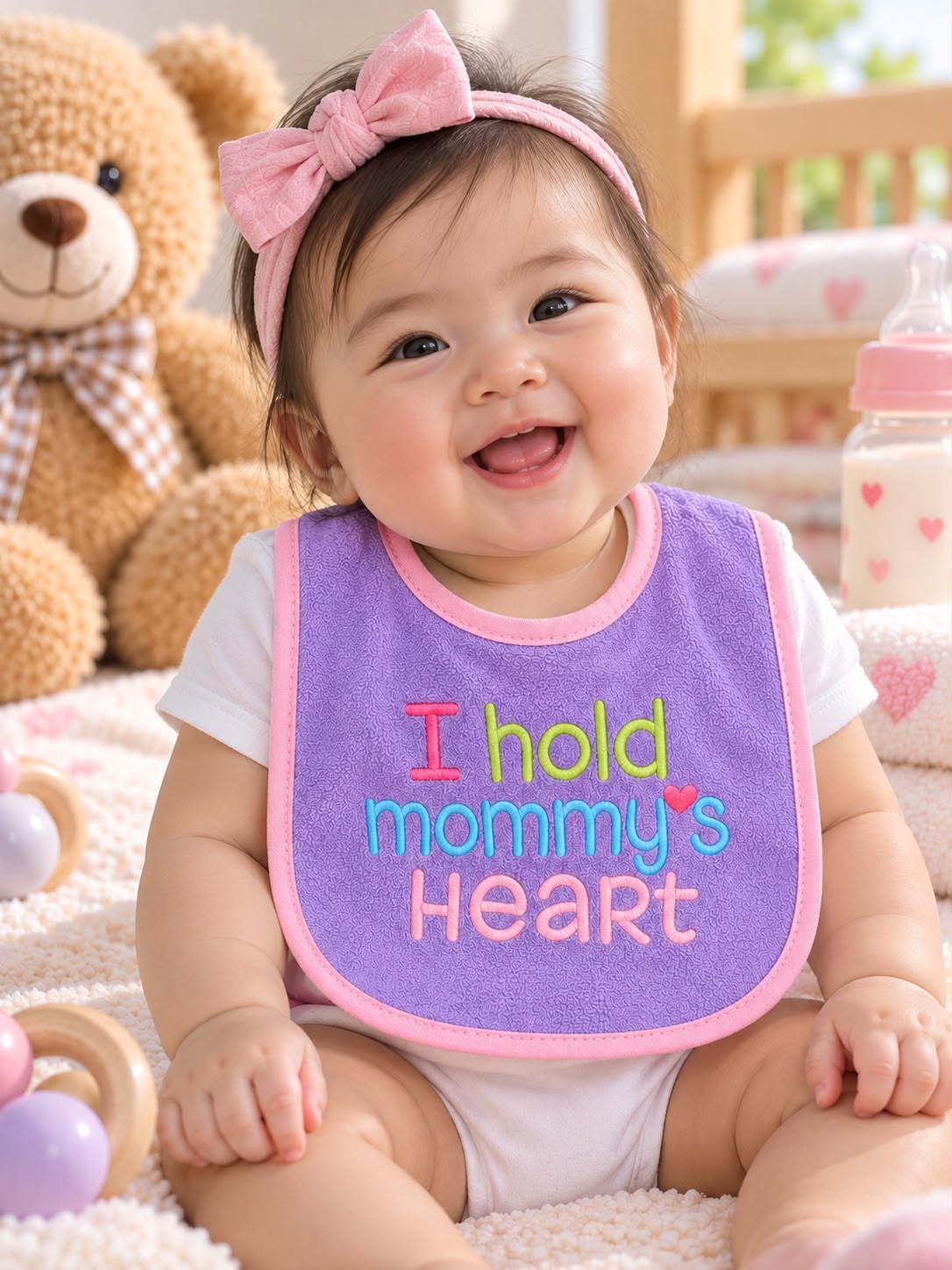 Embroidered Baby Bibs with Waterproof Backing – 3 Pack