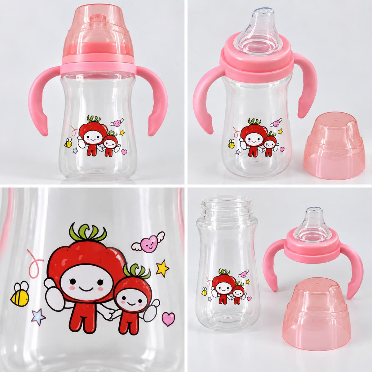 Pink Strawberry Baby Feeding Bottle with Handles – 120ml
