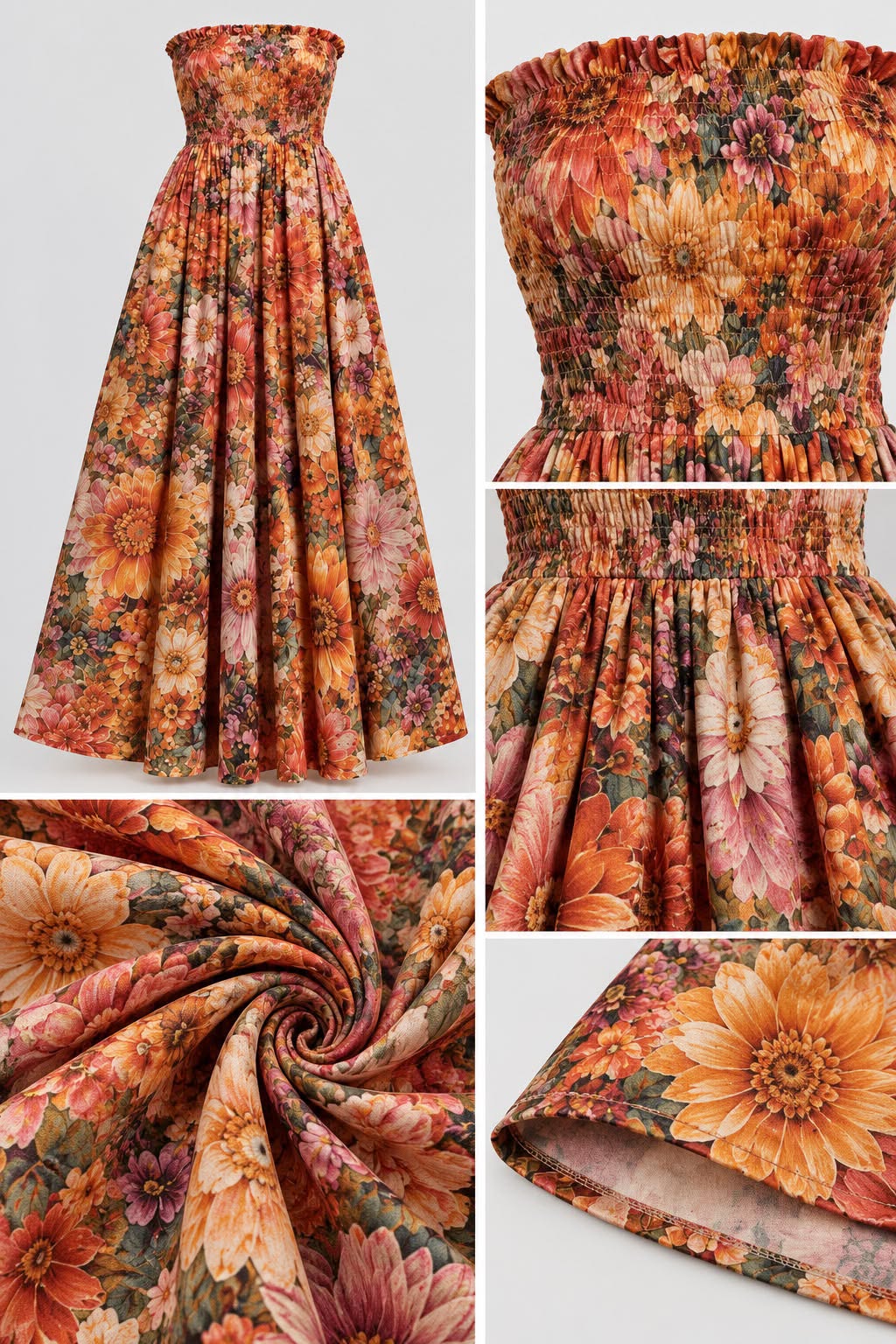 Autumn Blossom Garden Maxi Dress '