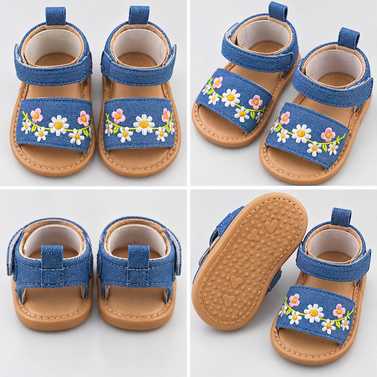 Baby Floral Sandals – Denim Blue