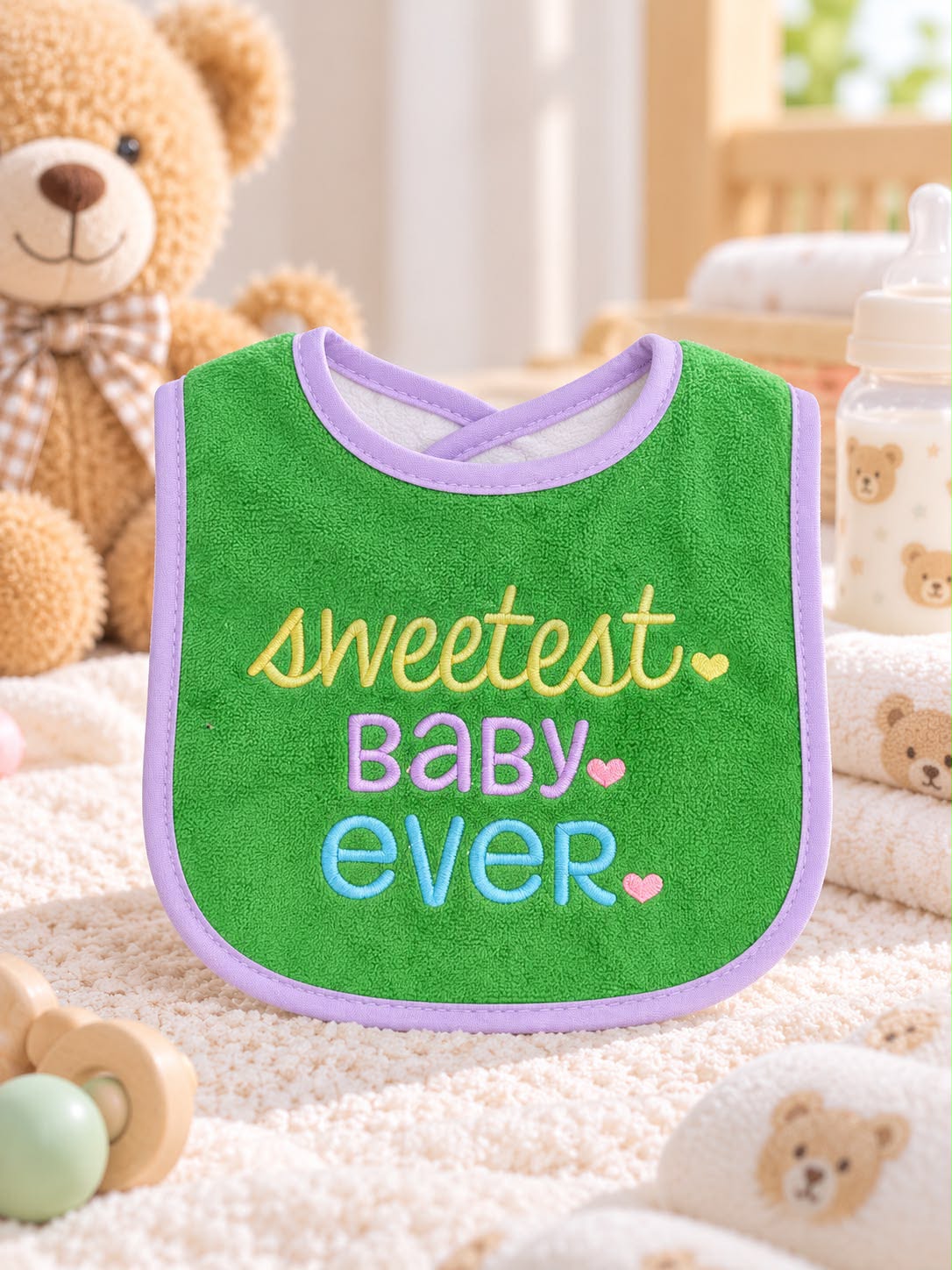 Embroidered Baby Bibs with Waterproof Backing – 3 Pack
