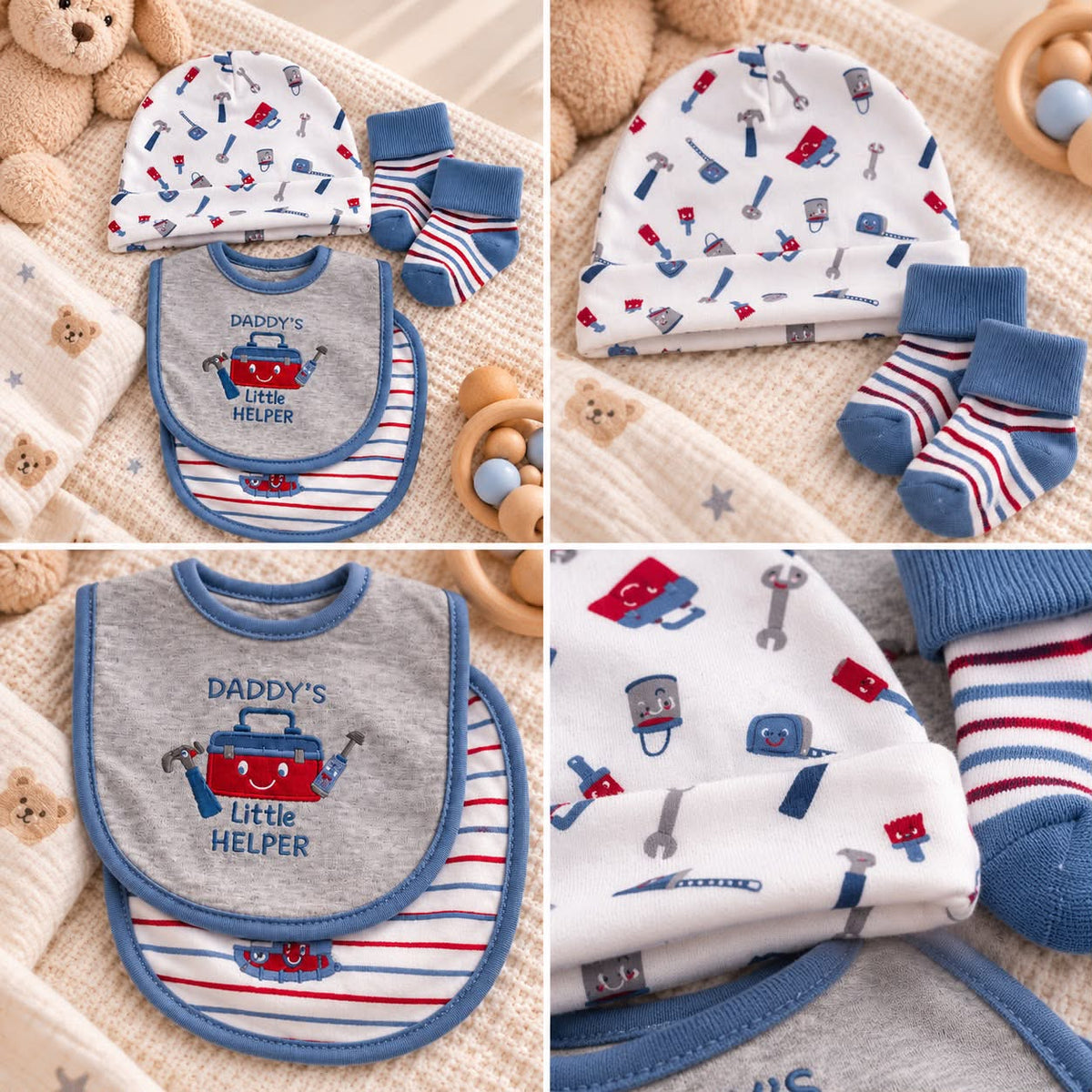 Baby Hat, Bib & Sock Set – Daddy’s Little Helper