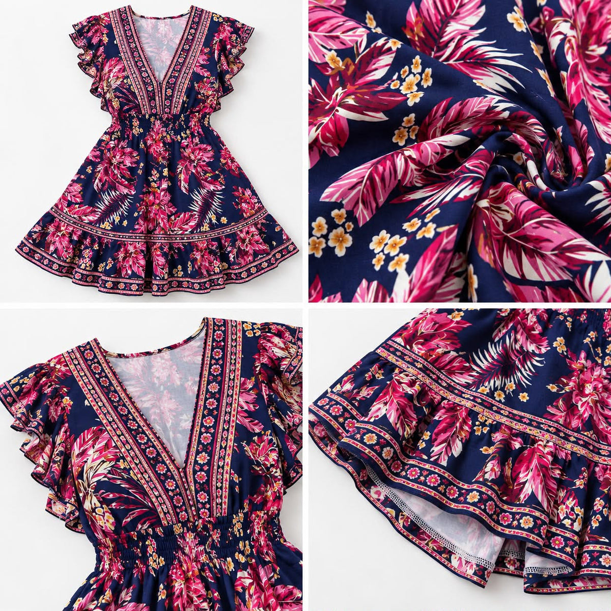 Midnight Tropics Boho Mini Dress