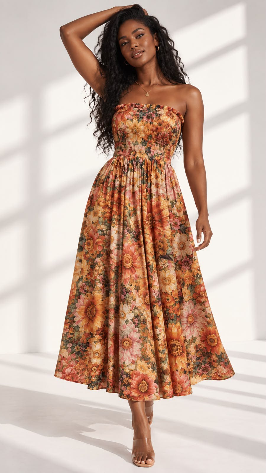 Autumn Blossom Garden Maxi Dress '