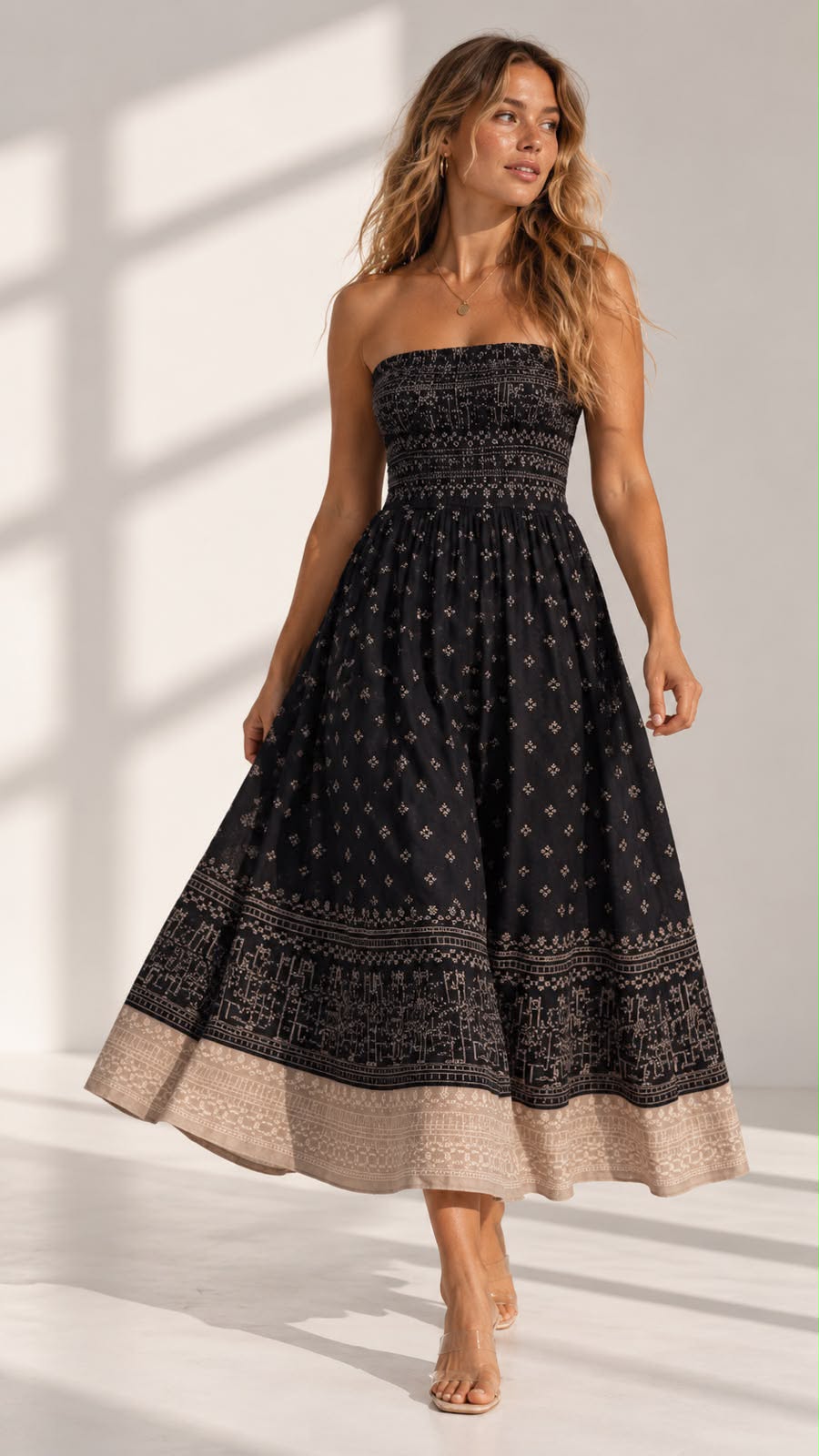 Midnight Heritage Smocked Maxi Dress