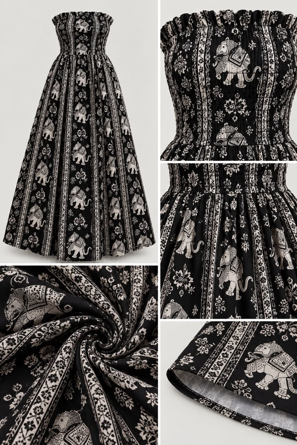 Midnight Elephant Majesty Maxi Dress
