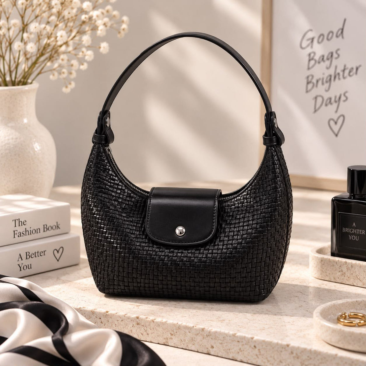 Women’s Woven-Look Shoulder Bag