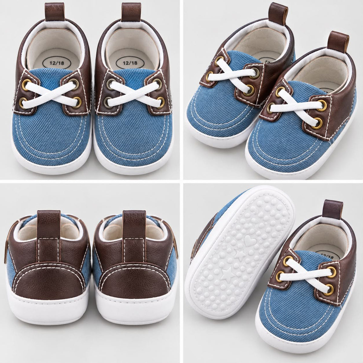Baby Denim Lace-Up Shoes – Blue & Brown